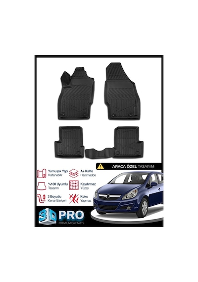 Opel Corsa D 3d Havuzlu Paspas 2006 2007 2008 2009 2010 2011 2012 2013 2014 Model Kokusuz