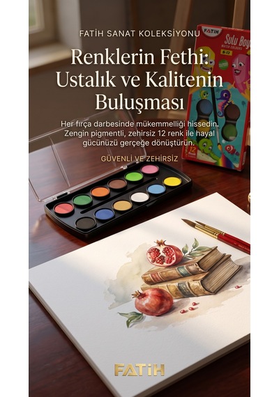 Fatih Sulu Boya S-12 12 Renk Tablet 2'li Avantaj Paket Yıkanabilir Okul Boyası Seti Çok Renkli