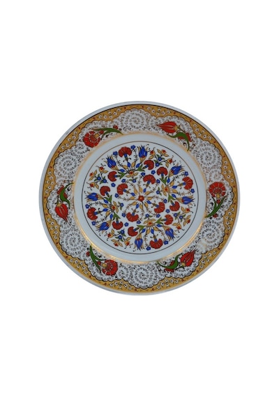 Armada Çini Prt 43 25 Cm Sarı Altın Yaldızlı Lale Karanfil Desenl