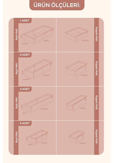 10'lu Set Ayarlanabilir Çekmece Içi Düzenleyici Kutu Uzayıp Kısalabilen Organizer Seti 5a2b2c1d Krem