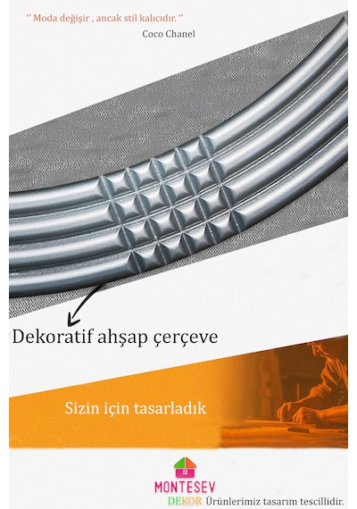 Safir Ahşap Gümüş Yuvarlak Ayna Işlemeli Duvar Banyo Aynası 43 Cm GÜMÜŞ
