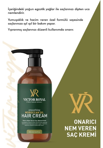 Victor Royal Argan Yağlı Onarıcı Nem Veren Saç Bakım Kremi 500 Ml