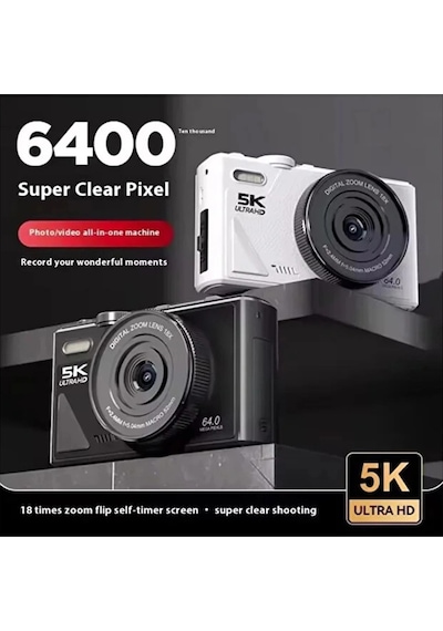 5k 75mp Hd Dijital Kamera 18x Dijital Zoom, Flaşlı,3.0 İnç Ekranlı Fotoğraf Makinesi