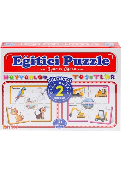 7196 Çark Puzzle Hayvanlar Taşıtlar 60 Parça