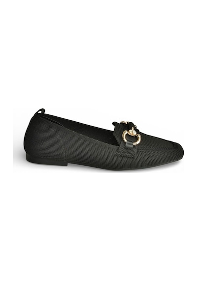 Fox Shoes Y820400104 Siyah Triko Kumaş Toka Detaylı Kadın Babet Siyah