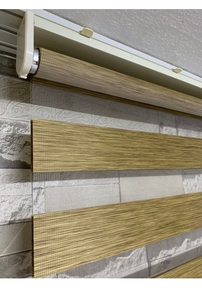 Bambu Kahve Renk Zebra Perde (Etekli)