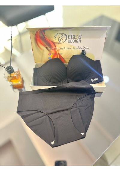 Ece's Design Dikişsiz Destekli Sütyen & Slip İç Giyim Takımı W2007 Siyah