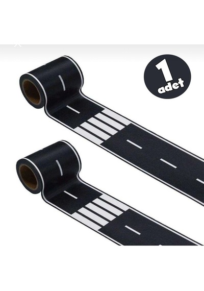 Oto Bant Çocuklar Için Yapışkanlı Yol 10 Mt Uzunluk 7 Cm Genişlik 1 Adet Gönderilir Beyaz - Siyah