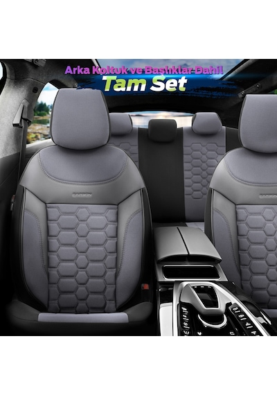 Otom Yeni Carbon Design 3D Dokulu Kumaş Oto Koltuk Kılıfı Tam Set 553380975