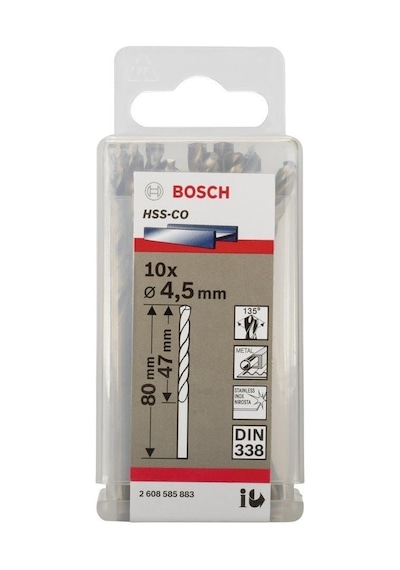 Bosch HSS-Co Metal Matkap Ucu 4.5x80 mm 10'lu Paket - 2608585883