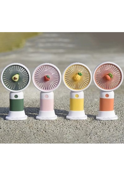 Şarjlı Mini El Fanı Ve Masaüstü Fanı, Yüksek Hızlı Vantilatör, Güçlü Pervaneli Fan Renkli Meyve Desenli, - Ananas