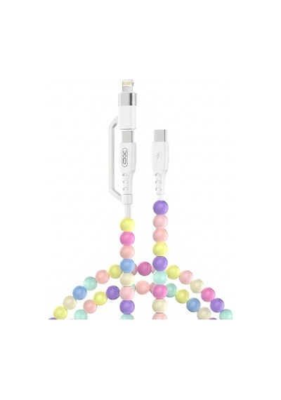 Nb-q301 60w 2 In 1 Type-c , Lightning , Type-c Renkli Boncuklu Akıllı Hızlı Şarj Chipli 1 Metre Şarj Data Kablosu