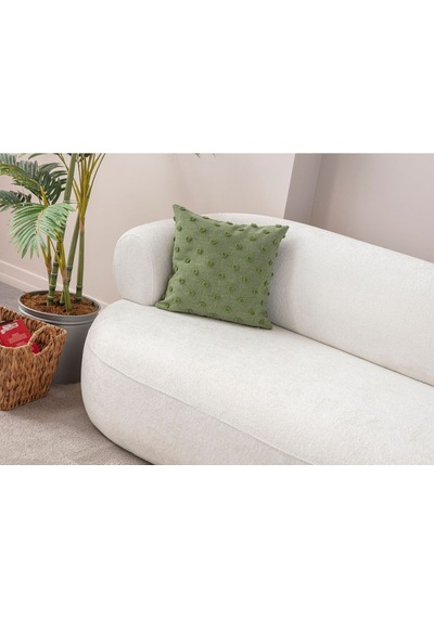 Swita Home Dekoratif Puantiye Keten Kumaşlı Kırlent Kılıfı 43x43 Yeşil