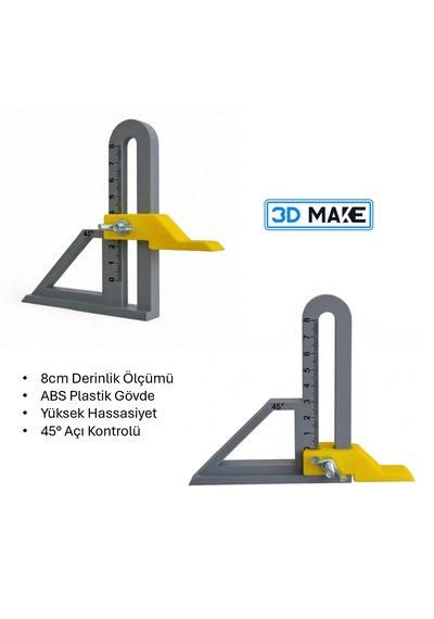 Yükseklik Ölçüm Mastarı - Masa Testeresi Ve Freze Ayar Aparatı 8cm Ölçüm, 45 Açı