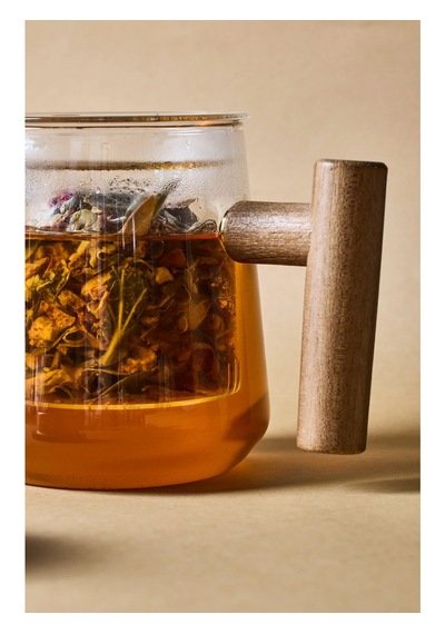 Perotti Herby 500ml Cam Süzgeçli Kupa Cam - Şeffaf