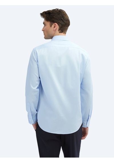 Kip Koyu Mavi Düz Slim Fit Dokuma Klasik %100 Pamuk Gömlek