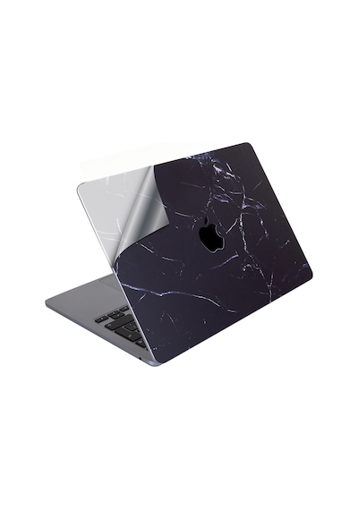 Apple Uyumlu Macbook Air M1 Kılıf Marble14 Kaplama Yapıştırma Sticker Laptop Koruyucu A2337 İle Siyah