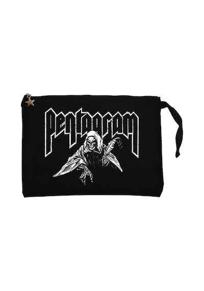 Pentagram Lucifer Siyah Clutch Astarlı Cüzdan / El Çantası Siyah