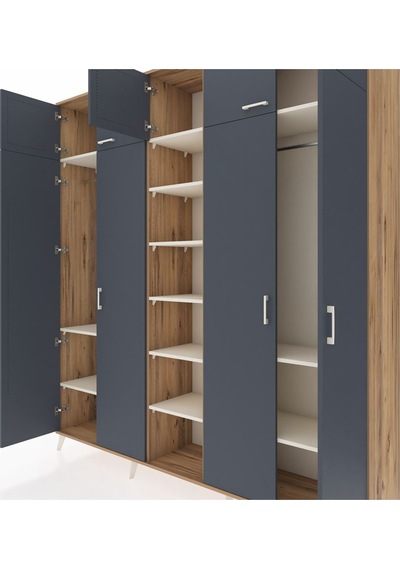 Hyperion Dolap 12 Raflı 9 Kapaklı 2 Askılı 220x44x243 Çam-antrasit/aytaşı Antrasıt/aytası Hyperion Dolap 12 Raflı 9 Kapaklı 2 Askılı 220x44x243 Çam-antrasit/aytaşı Antrasıt/aytası