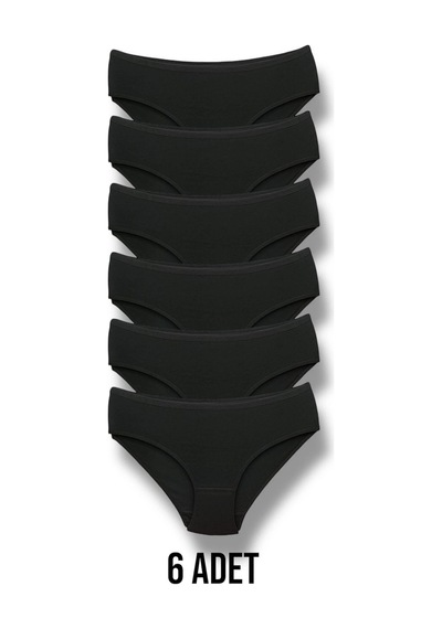 Erdenay Tekstil Yüksek Kalite Penye Kadın Bikini Külot 6'lı Siyah