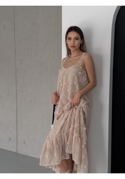 Fashion Cocktail Fırfır Askılı Kumaş Çiçekli Astarlı Maxi Yazlık Bohem Sahil Tatil Elbise Camel Camel Fashion Cocktail Fırfır Askılı Kumaş Çiçekli Astarlı Maxi Yazlık Bohem Sahil Tatil Elbise Camel Camel