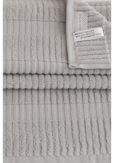 Ivory Gri Bordürlü Mikro Fiber %100 Pamuk 2li El Yüz Havlusu Seti Gri