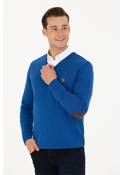 U.S. Polo Assn. Erkek Slim Fit V Yaka Saks Kazak 50269006-vr045 Çok Renkli