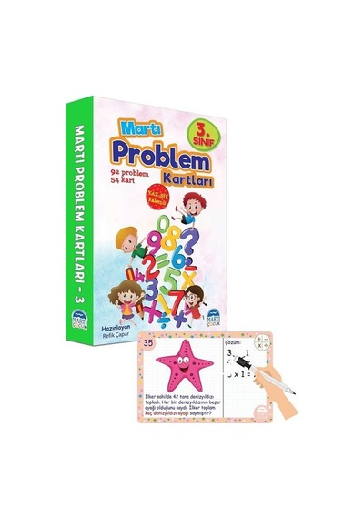3.Sınıf Problem Kartları-Yaz Sil Kalemli- Martı Yayınları