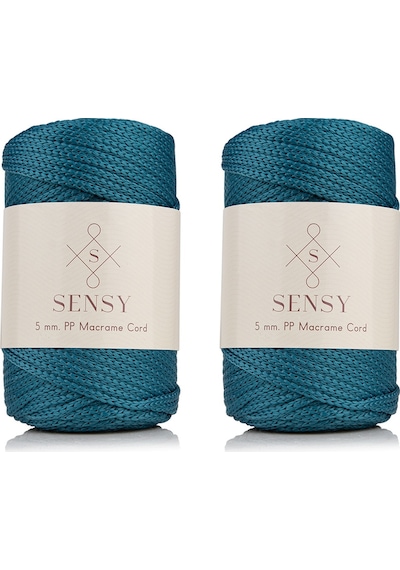 Sensy Premium Polyester Makrome Ipi 5 Mm Pp Cord 2li Set Petrol Mavisi Ip, Makrame, Supla, Çanta Ipi