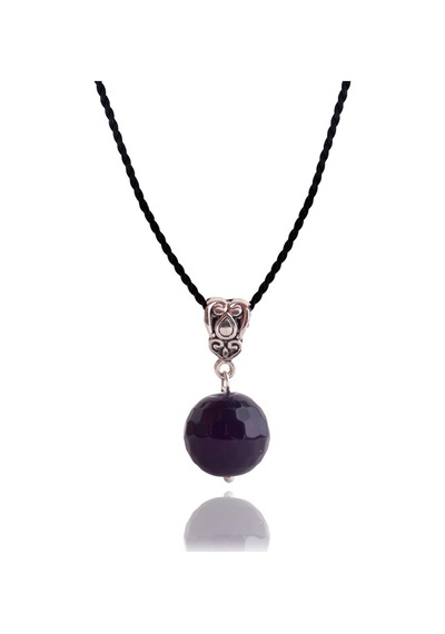 Stoneagejewellery Stoneage Mor Akik Doğal Taş Kolye Ucu Siyah Ipek Kordon Hediyeli Çok Renkli