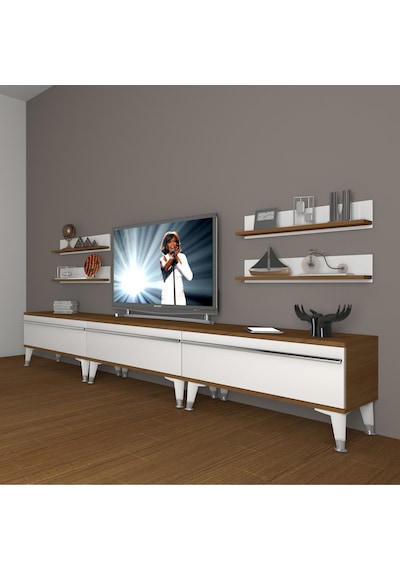 Decoraktiv Eko 270r Mdf Silver Tv Ünitesi Tv Sehpası Ceviz - Beyaz