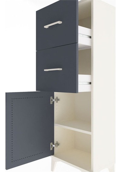Arges Dolap Tek Raflı 2 Çekmeceli Tek Kapaklı 44x30x134 Aytaşı-antrasit Aytası
