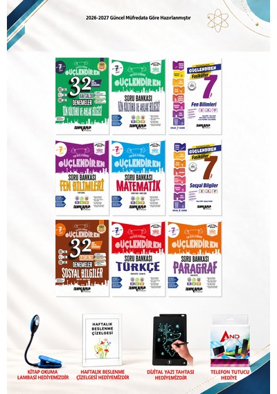 2026-2027 Ankara Yayıncılık 7. Sınıf 9 Kitap Seti - 32 Haftalık Din Kültürü Ve Ahlak Bilgisi Denemeleri, Din Kültürü Ve Ahlak Bilgisi Soru Bankası, 32 Haftalık Sosyal Bilimler Denemeleri