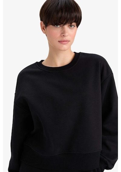 Defacto Boxy Fit Basıc Sweatshirt B8568AX24WN Siyah