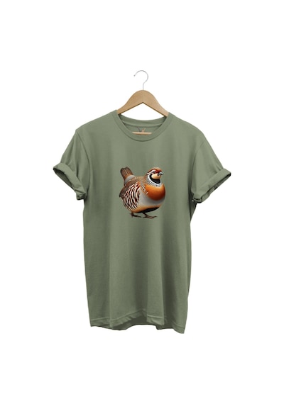 Avcılık Hunting Kınalı Keklik Baskılı Vahşi Yaşam %100 Pamuk Unisex Regular Fit T-shirt Haki