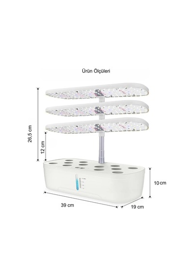 Hymark Hidroponik Topraksız 12 Bölmeli Bitki Yetiştirme Kiti 3 Mod 139 Led Tam Spekturumlu Bahçe Kiti