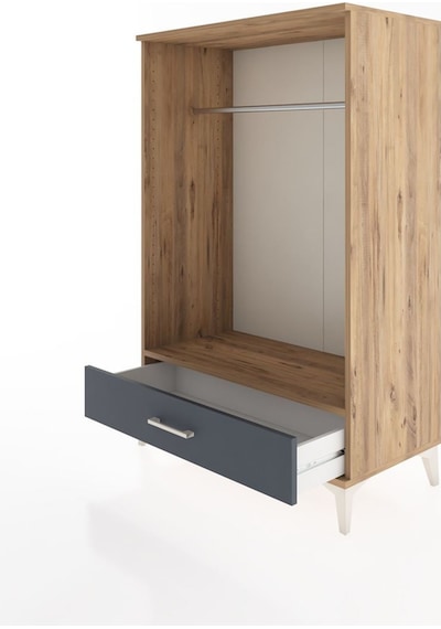 Hyperion Dolap Tek Raflı Tek Çekmeceli Tek Askılı 88x44x134 Çam-antrasit Atlas Çam