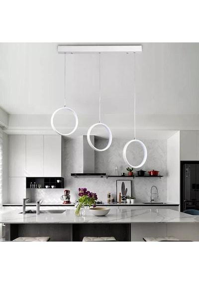 3lü Halka Model Sarkıt Modern Led Beyaz Işık Ultra Powerı