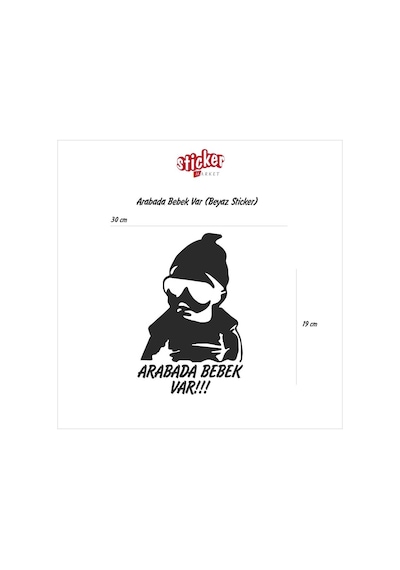 Arabada Bebek Var Sticker (Beyaz)