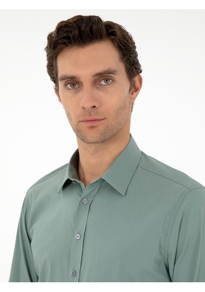 Cacharel Mint Slim Fit Uzun Kollu Gömlek Yeşil