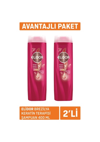 Elidor Brezilya Keratin Terapisi Şampuan 2 X 400ml - 7 Adet Tarı