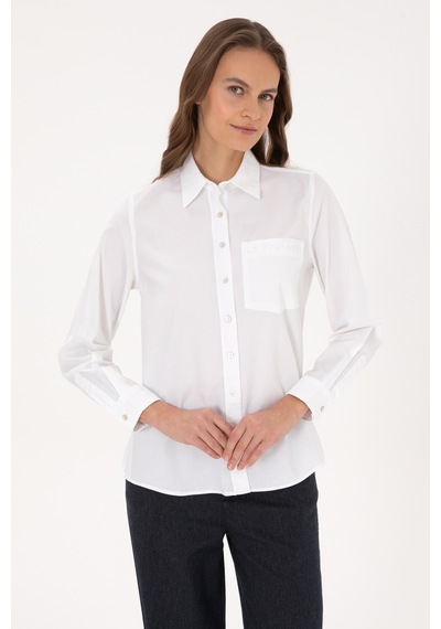 U.s. Polo Assn. Kadın Beyaz Gömlek Desenli 50308971-vr013 Beyaz