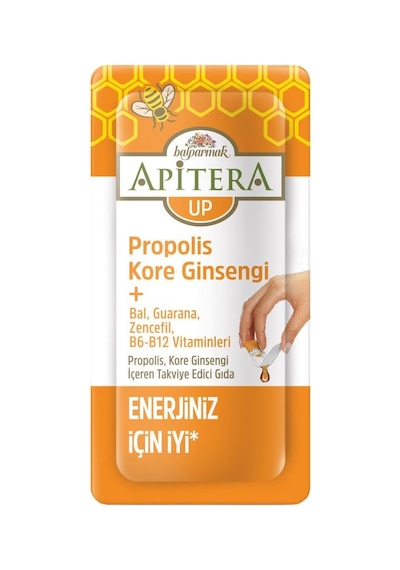 Apitera Up Doğal Bal, B Vitaminleri, Kırmızı Ginseng, Guarana Ve Propolis İçeren Takviye Edici 7'li Saşe