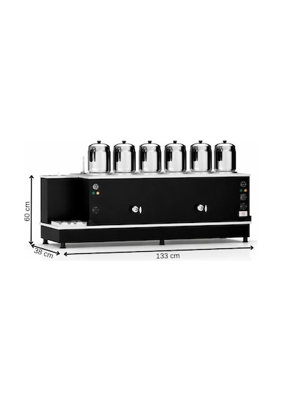Anka Doğalgazlı Statik Turbo Hibrit Smart 6 Demlik 60 Litre Çay Makinesi