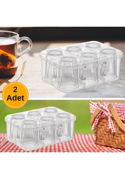 Piev Urve Su Bardağı Fincan Kupa Taşıma Aparatı Koruyucu Saklama Kabı 2'li