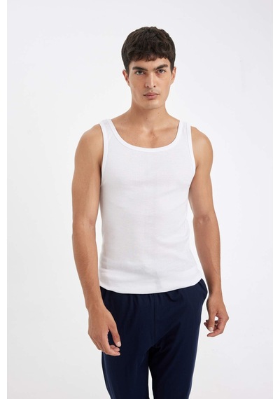 Defacto Slim Fit Dar Kesim Ribana 2li Atlet Y9056az26spwt34 Beyaz-wt34