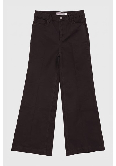 Kadın Geniş Paça Wide Leg Jean Pantolon Kahverengi