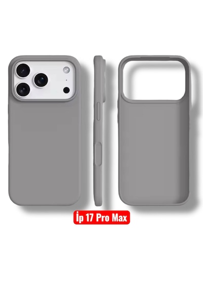 Apple Uyumlu iPhone 17 Pro Max Kılıf Kamera Çıkıntılı Yumuşak Silikon İçi Kadife Lansman Kapak . Gri