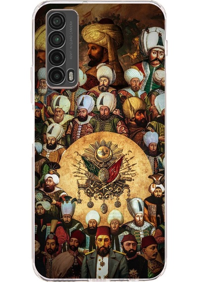 Huawei P Smart 2021 Uyumlu Osmanlı Padişahları Baskılı Silikon Kılıf Renkli