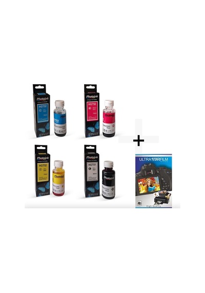 Photoink Hp Psc 720 Mürekkep Seti 4'lü +  Fotoğraf Kağıdı 20 Adet